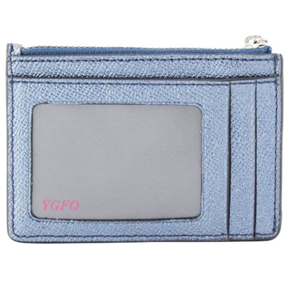 COACH METALLIC BLUE WALLET SKINNY ID CARD COIN CAS - Picture 2 of 2